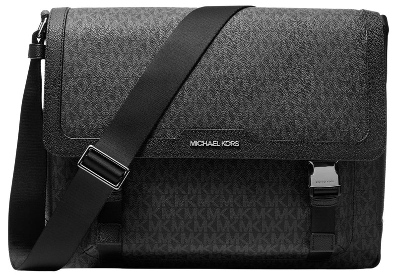 Michael Kors Malone Signature Logo Cargo Messenger Bag, Light Gunmetal/Black