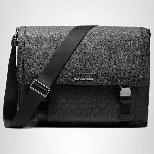 Michael Kors Malone Signature Logo Cargo Messenger Bag, Light Gunmetal/Black