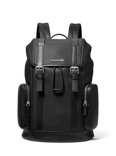 Michael Kors Men's City Buckle Backpack, Silver Tone-Hardware/Black | Backpacks4Less