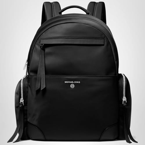 Michael Kors Prescott Large Backpack, Silver - Tone Hardware/Nylon/Black, One Size
