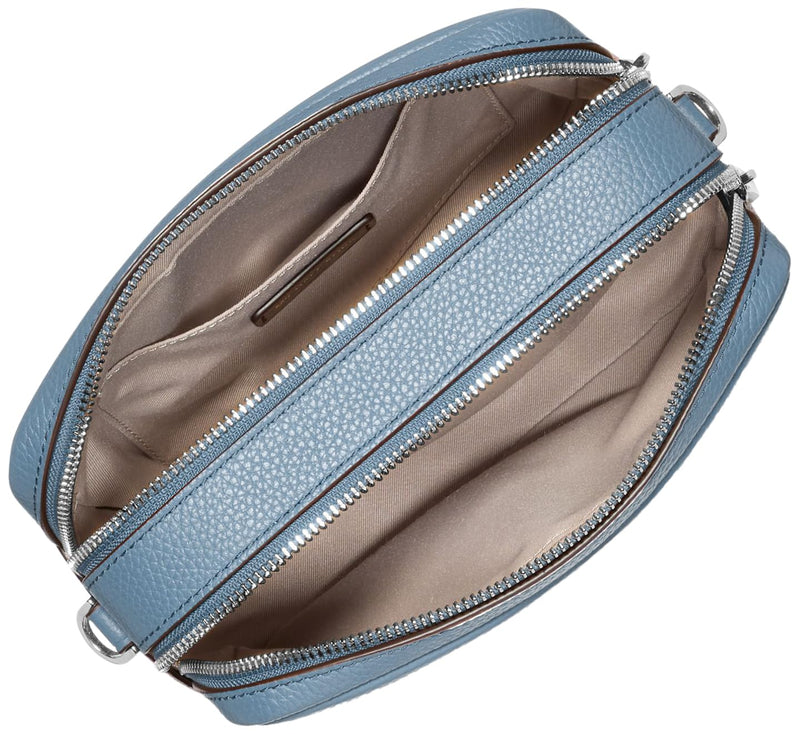 Michael Kors Women's Bryant Medium Double Zip Chain Camera Crossbody Bag, Silver - Tone Hardware/Chambray