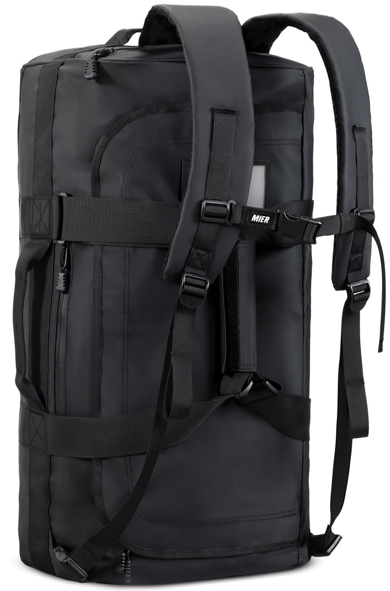 MIER 40L Backpack Duffle for Men Heavy Duty Duffel Bag with Backpack Straps for Travel, Gym, Sports, Convertible and Water Resistant, Black