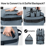 MIER 60L Water Resistant Backpack Duffle Heavy Duty Convertible Duffle Bag with Backpack Straps for Gym, Sports, Travel, Gray