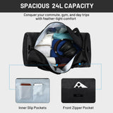 MIER Gym Bag Round Duffle Bag with Shoe Compartment & Wet Pocket, Lightweight Carry on Duffel for Men Women Workout Fitness Travel Sports, 24L, Black