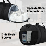 MIER Gym Bag Round Duffle Bag with Shoe Compartment & Wet Pocket, Lightweight Carry on Duffel for Men Women Workout Fitness Travel Sports, 24L, Black