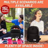 MIER Insulated Backpack Cooler Small Leakproof Lunch Back Pack with Coolers Lightweight Cute Lunch Bag for Women Men to Work, Picnics, Camping, Park Day Trips, 15 L, Black