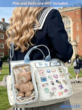 MIEUXLLEY Ita Backpack,DIY Clear Pin Display ita Bag,Anime Kawaii Ita Crossbody Purse,Women Y2K Shoulder Bags (Blue)