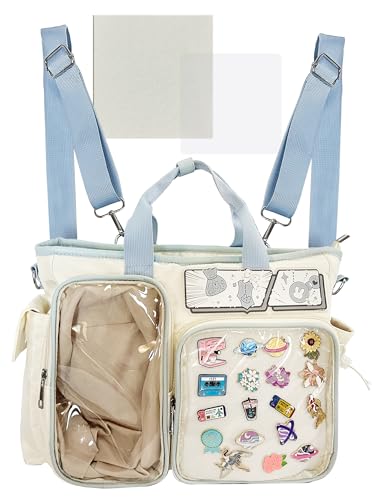 MIEUXLLEY Ita Backpack,DIY Clear Pin Display ita Bag,Anime Kawaii Ita Crossbody Purse,Women Y2K Shoulder Bags (Blue) | Backpacks4Less