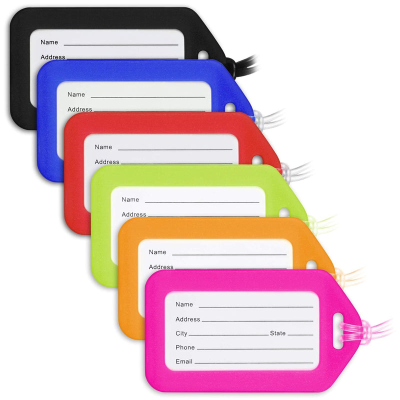 Mifflin - USA Luggage Tags (Assorted, 6 PK), Bag Tag for Baggage, Suitcase Tags Bulk