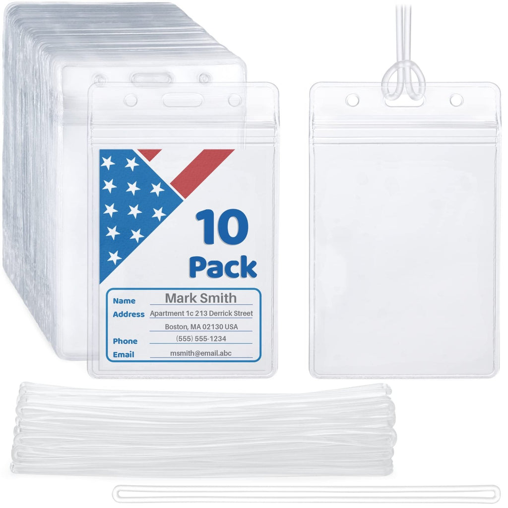 Mifflin-USA Luggage Tags with Transparent Loops (Clear, 10 Pack), Waterproof Travel Bag Identifiers with Straps, Resealable Suitcase | Backpacks4Less