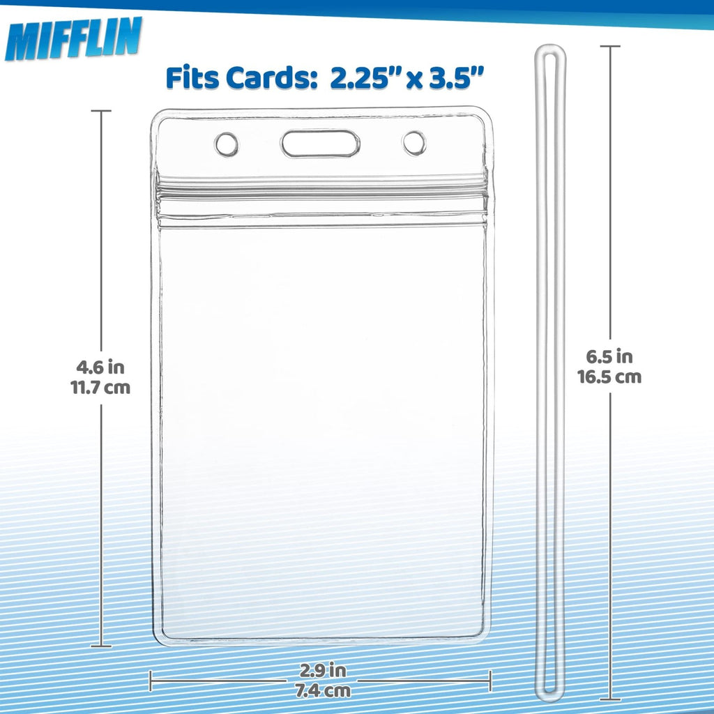 Mifflin - USA Luggage Tags with Transparent Loops (Clear, 10 Pack), Waterproof Travel Bag Identifiers with Straps, Resealable Suitcase Tag Holders
