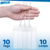 Mifflin - USA Luggage Tags with Transparent Loops (Clear, 10 Pack), Waterproof Travel Bag Identifiers with Straps, Resealable Suitcase Tag Holders