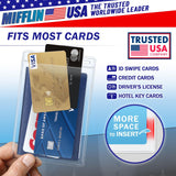 Mifflin - USA Passport & Card Holders (Clear, 4x6 Inches, 100 Pack), Extra Large ID Name Badge Holder, Zipperless Vertical Plastic Card Holders