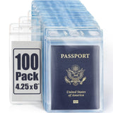 Mifflin - USA Passport & Card Holders (Clear, 4x6 Inches, 100 Pack), Extra Large ID Name Badge Holder, Zipperless Vertical Plastic Card Holders