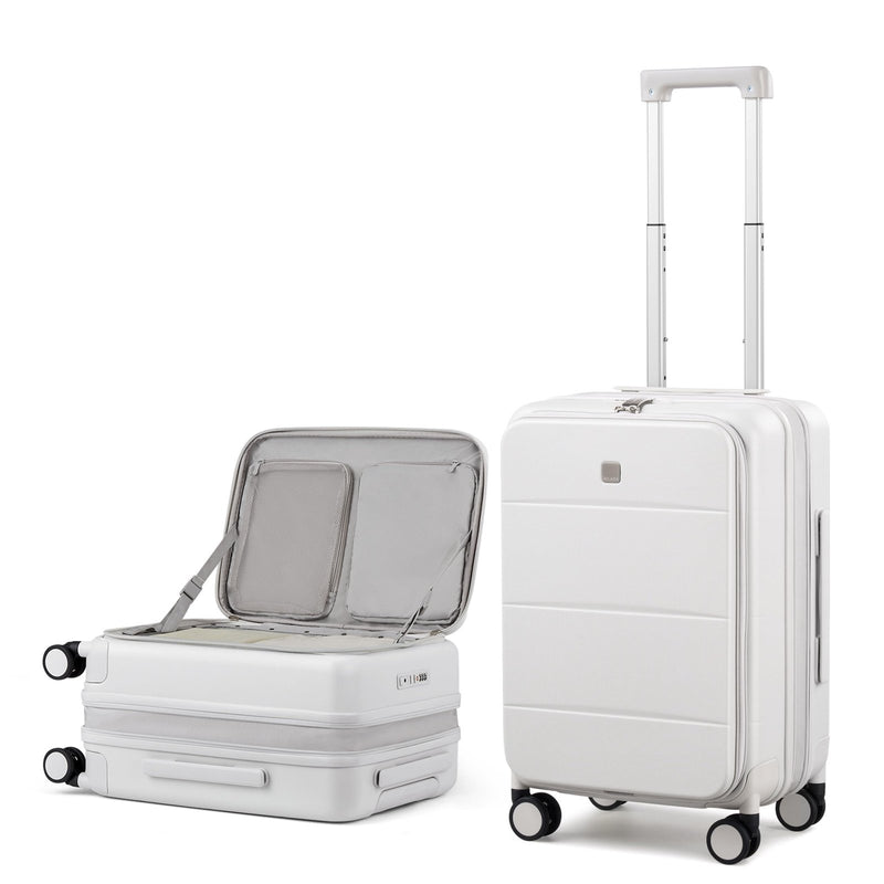MILADA 20 - Inch Expandable Carry On Luggage, Hard Shell Top - Opening Luggage with Wheels, TSA - Approved Small Travel Bag for Men and Women Carry - On Suitcase, White