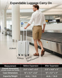 MILADA 20 - Inch Expandable Carry On Luggage, Hard Shell Top - Opening Luggage with Wheels, TSA - Approved Small Travel Bag for Men and Women Carry - On Suitcase, White