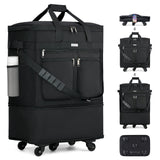 MILADA Expandable Luggage Bags for Travel Foldable Suitcase with Wheels Collapsible Rolling Travel Duffle Bag Lightweight Large Suitcases without Telescoping Handle, Black