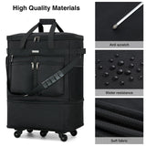 MILADA Expandable Luggage Bags for Travel Foldable Suitcase with Wheels Collapsible Rolling Travel Duffle Bag Lightweight Large Suitcases without Telescoping Handle, Black