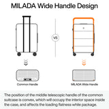 MILADA Wide Handle Luggage with Front Pocket Hardshell Aluminium Check In Suitcase with Wheels Medium 24 Inch Front Opening Checked Luggage with Spinner Wheels TSA Lock Airline Approved Luggage, White