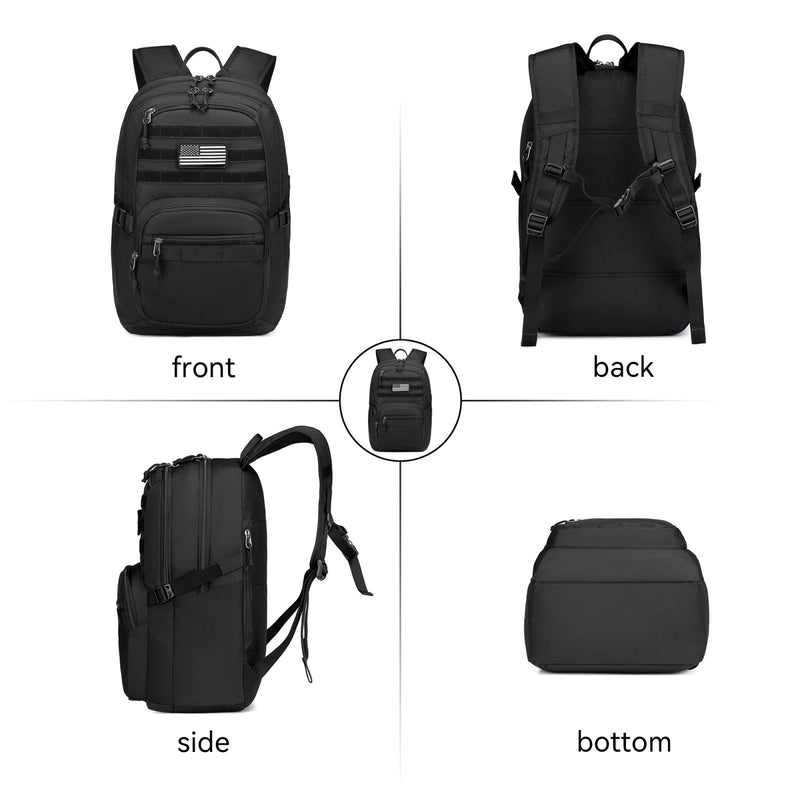 Military Tactical Backpack for Men Army 3 Days Assault Pack Bag with Molle System for Outdoor Adventures (Black, 25L)