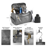 MINARAI Mens Toiletry Travel Bag with Razor Case – Premium PU Leather Organizer with Hanging Design and Structured Storage – Mens Toiletry Bag for Gifts, Travel, Gym, and Everyday Use–GREY
