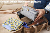 MINARAI Mens Toiletry Travel Bag with Razor Case – Premium PU Leather Organizer with Hanging Design and Structured Storage – Mens Toiletry Bag for Gifts, Travel, Gym, and Everyday Use–GREY