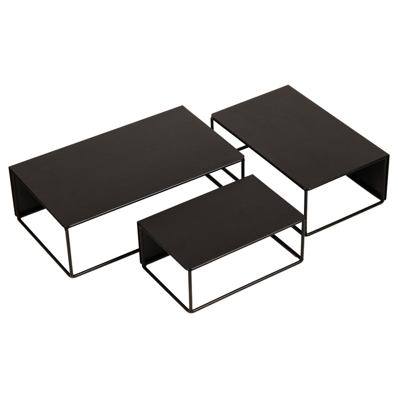 Mind Reader 3 Piece Metal Desktop Riser Set for Monitor, Laptop, and Office Organization, Set of 3, Black