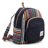 Mini Hemp Backpack Bag - Woven Thread Eco Friendly Unisex Rustic Durable Adjustable Straps Bag by Freakmandu - Blue