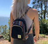 Mini Hemp Backpack Bag - Woven Thread Eco Friendly Unisex Rustic Durable Adjustable Straps Bag by Freakmandu - Blue