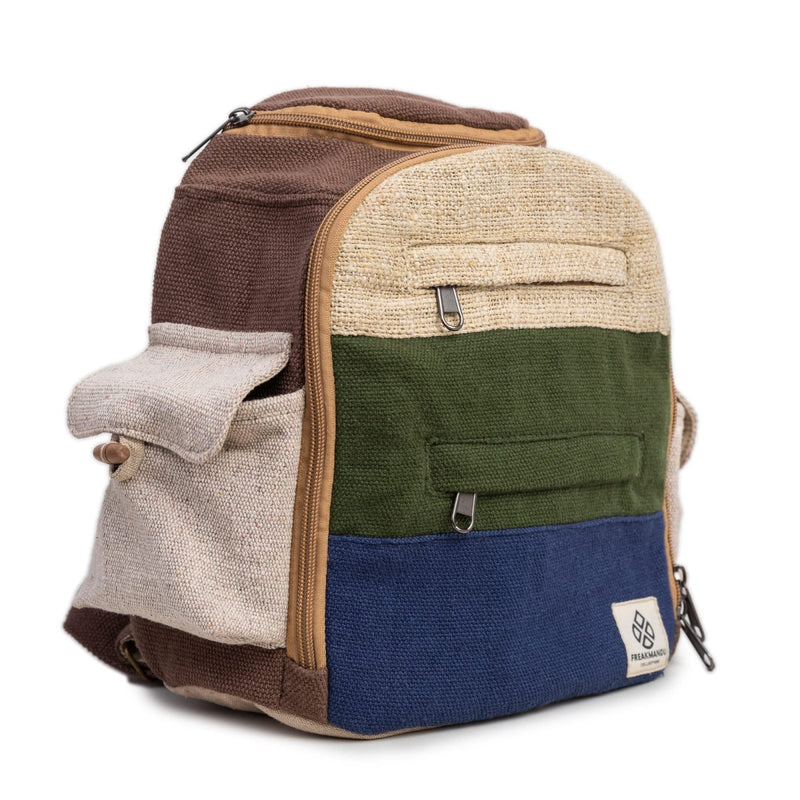Mini Hemp Backpack Cute Multipocket Functional - Eco Friendly Unisex Rustic Bag Durable by Freakmandu