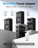 Mini Universal Travel Adapter, 【2026 Ultra - Thin】 PD 25W 4 - Port Power Adapter with 1 AC, 1 USB - A, and 2 USB - C Ports, Smart Temperature Control, Compatible for EU/UK/AU/AS, Ideal for Travel Essentials