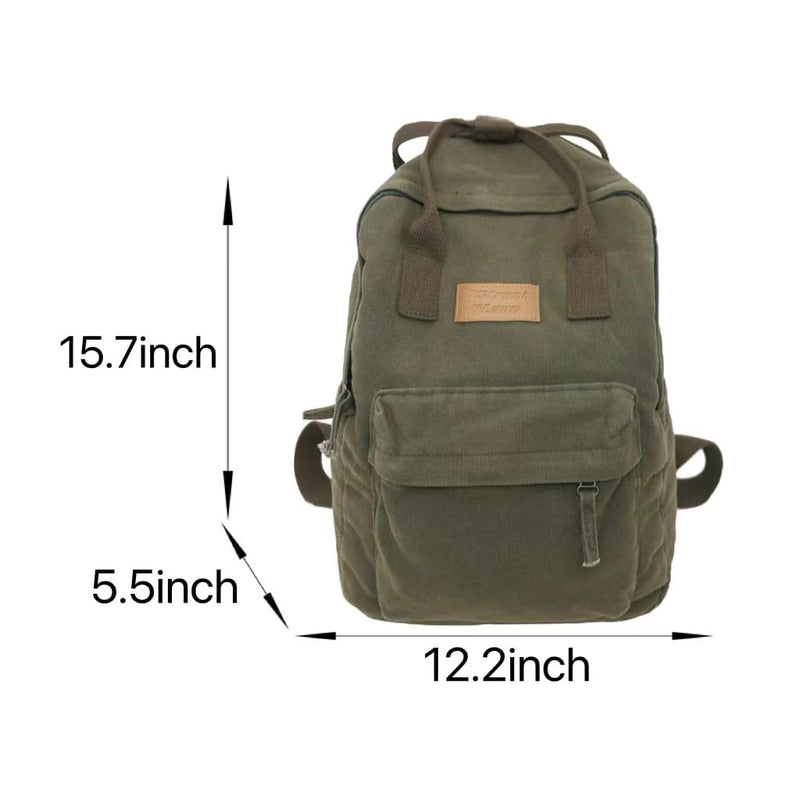 MININAI Aesthetic Canvas Backpack for Women Men Preppy Backpack Grunge Hippie Boho Japanese College Laptop Book Bag (White,One Size)