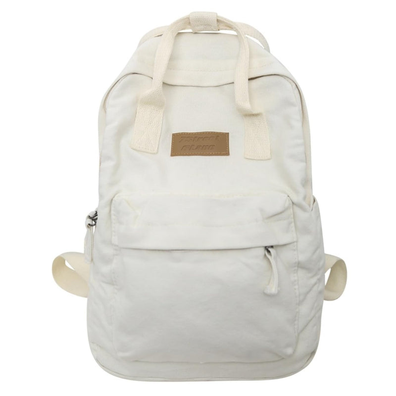 MININAI Aesthetic Canvas Backpack for Women Men Preppy Backpack Grunge Hippie Boho Japanese College Laptop Book Bag (White,One Size)