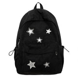 MININAI Cute Y2K Aesthetic Backpack Stars Pattern Preppy Backpack Laptop Backpack Back to College Supplies (Black,One Size)