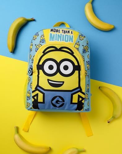 Minions Dave Boys Blue Yellow Backpack Rucksack Adjustable Straps Character Print School Sports Bag Organised Storage