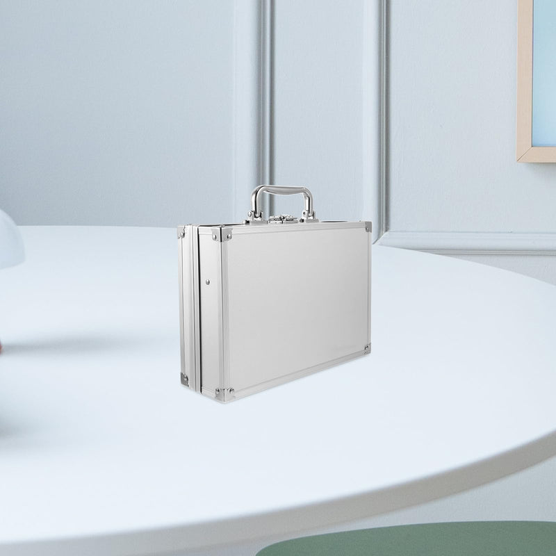 minkissy Aluminum Briefcase Tool Storage Box Lightweight Portable Multi - functional Aluminum Alloy Toolbox with Lock for Travel Work and Cosmetic Organization
