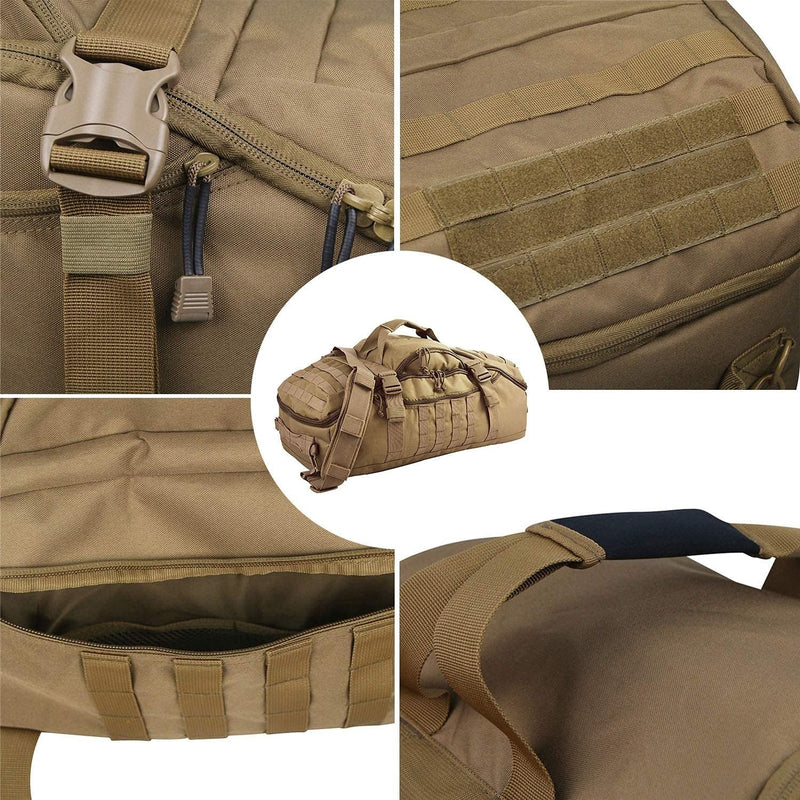 Miramrax Travel Duffle Bag Backpack for Men - Large Tactical Bags Weekender Gym Bag for Overnight Traveling Military Workout Deployment Sports (Coyote, 45L)