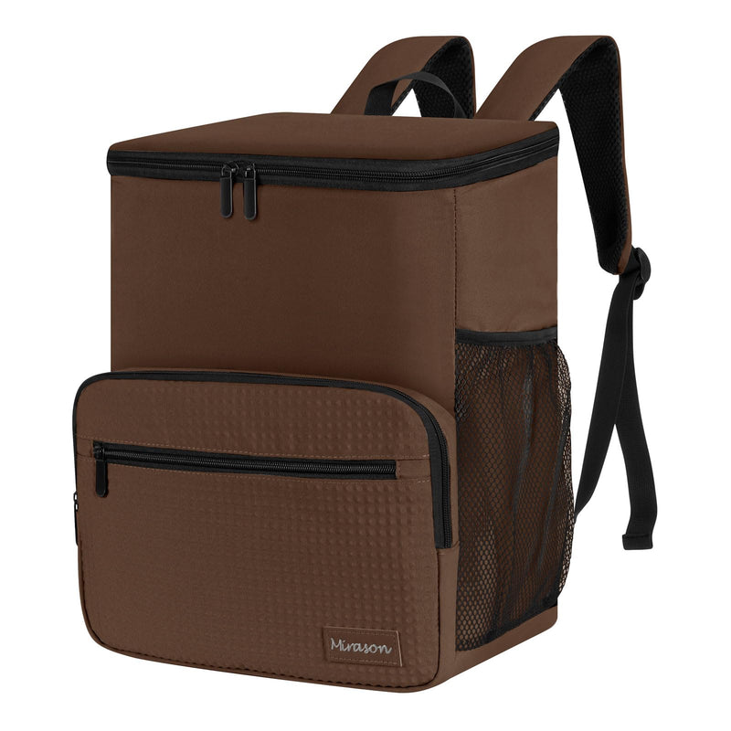 MIRASON Cooler Backpack Insulated Leak Proof Beach Backpack Cooler Bag, Cooling Beer Lunch Backpack Cooler for Men Women Picnic Hiking Camping Travel with 4 Pockets, Brown