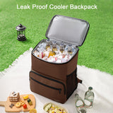 MIRASON Cooler Backpack Insulated Leak Proof Beach Backpack Cooler Bag, Cooling Beer Lunch Backpack Cooler for Men Women Picnic Hiking Camping Travel with 4 Pockets, Brown
