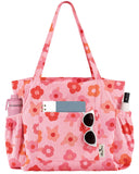 Miss Adola Corduroy Tote Bag for Women - Large Capacity Reusable Shoulder Bags with Zipper Multi-Pocket Design Cute Handbags for Work, School, Travel, and Daily Use, PK Flower