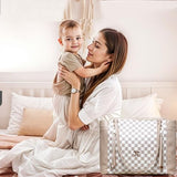 miss fong Checkered Diaper Bag Tote Leather Diaper Bag Backpack, Large Capacity Mommy Bag Hospital Bag, 12 Pockets Travel Diaper Tote with Changing Pad for Mom Plaid Tote Bag for Women-Beige&Honey