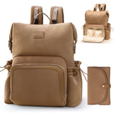miss fong Diaper Bag Backpack - Baby Diaper Bag Neoprene Bag Large Capacity Neoprene Backpack with Diaper Changing Pad Pañaleras Para Bebe Baby Bag with 12 Pockets for Mom & Dad - Brown