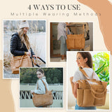 miss fong Diaper Bag Tote Baby Bag Leather Diaper Bag Backpack Large Diaper Tote Bag with 11 Pockets Changing Pad, Stroller Straps,4 Insulated Pockets