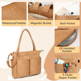 miss fong Diaper Bag Tote Baby Bag Leather Diaper Bag Backpack Large Diaper Tote Bag with 11 Pockets Changing Pad, Stroller Straps,4 Insulated Pockets