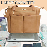miss fong Diaper Bag Tote Baby Bag Leather Diaper Bag Backpack Large Diaper Tote Bag with 11 Pockets Changing Pad, Stroller Straps,4 Insulated Pockets