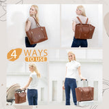 miss fong Diaper Bag Tote Leather Diaper Bag Backpack, Large Capacity Mommy Bag Hospital Bag, 12 Pockets Travel Diaper Tote with Changing Pad Pañaleras Para Bebe for Mom & Dad - Brown