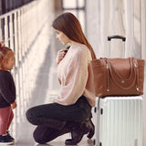 miss fong Diaper Bag Tote Leather Diaper Bag Backpack, Large Capacity Mommy Bag Hospital Bag, 12 Pockets Travel Diaper Tote with Changing Pad Pañaleras Para Bebe for Mom & Dad - Brown