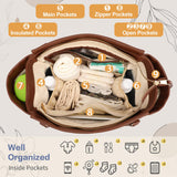 miss fong Diaper Bag Tote Leather Diaper Bag Backpack, Large Capacity Mommy Bag Hospital Bag, 12 Pockets Travel Diaper Tote with Changing Pad Pañaleras Para Bebe for Mom & Dad - Brown