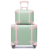 Miss.Box Vintage Luggage Set with Wheels, Retro Suitcase, Vintage Travel Luggage Set, Stylish Vintage Luggage Set for Women and Men (Green, 14inch&18inch)