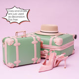 Miss.Box Vintage Luggage Set with Wheels, Retro Suitcase, Vintage Travel Luggage Set, Stylish Vintage Luggage Set for Women and Men (Green, 14inch&18inch)